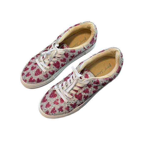 Betsey Johnson Platform Sneakers Rhinestone SHOES Hearts Size 13M - Picture 2 of 8